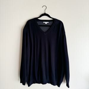 Cutter & Buck Black Long Sleeve Ribbed Detail V Neck Sweater - 2XB